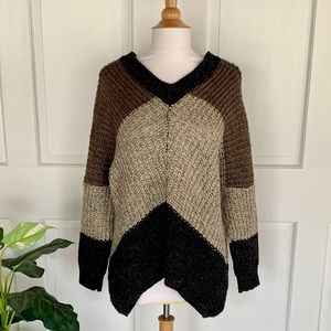 Anthropologie Color Block V-neck Sweater